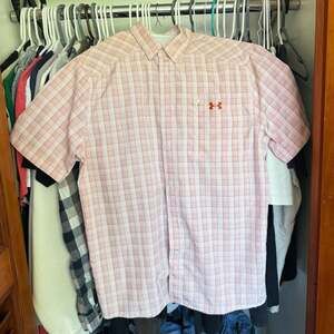 Men's Under Armour UPF 30 Drift Tide 2.0 Plaid Performance Short Sleeve Button-D